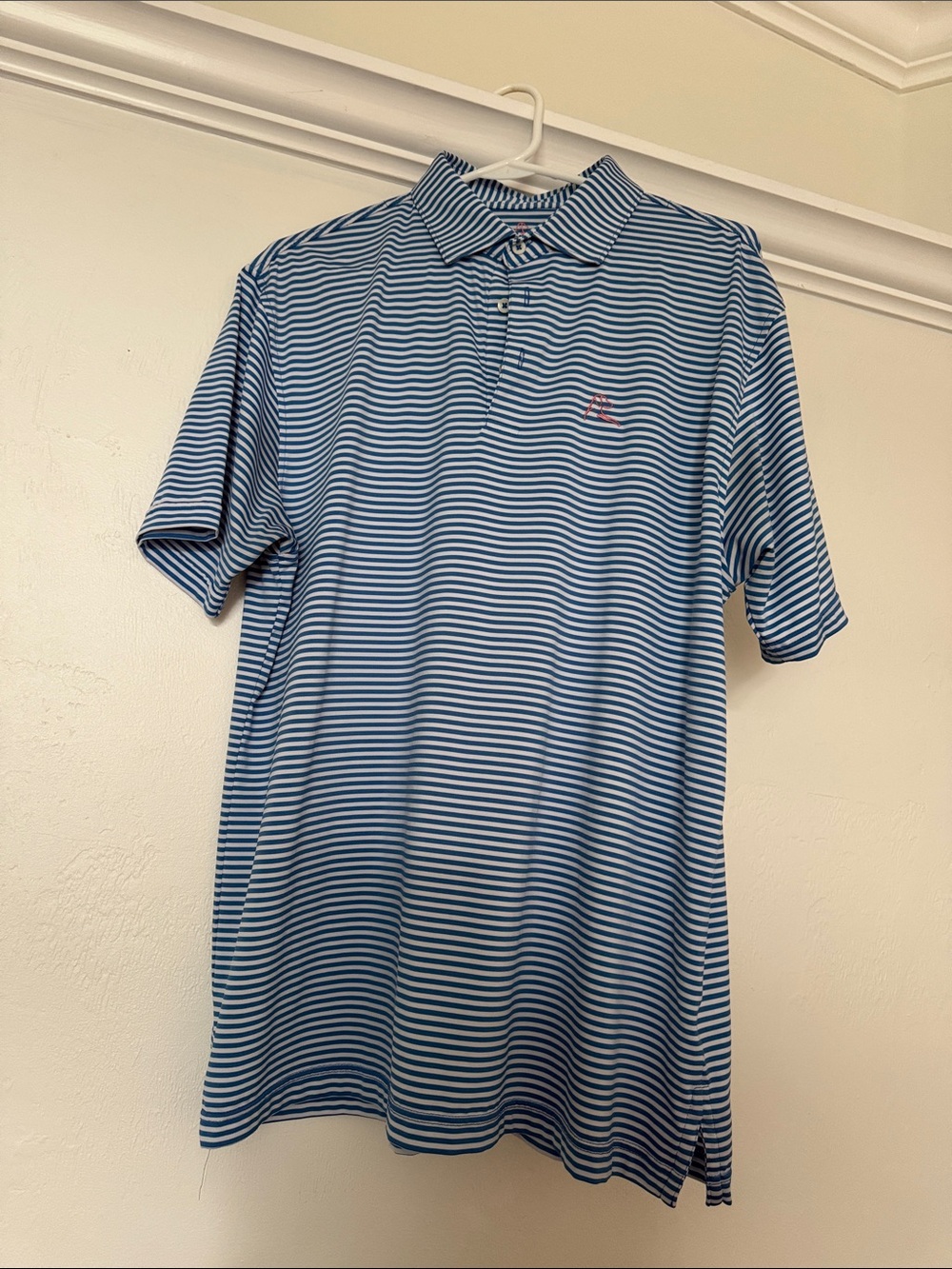 Rhoback Men's Blue & White Striped Polo Shirt